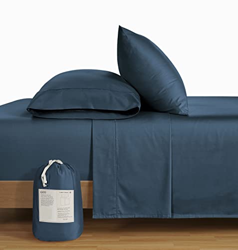 Lane Linen 600 Thread Count King Size Sheets for King Size Bed, 4 Piece Super Soft Bedding Sheets & Pillowcases Set, Machine Washable Hotel Sheets, Deep Pocket King Sheets, Cooling Sheets King - Denim