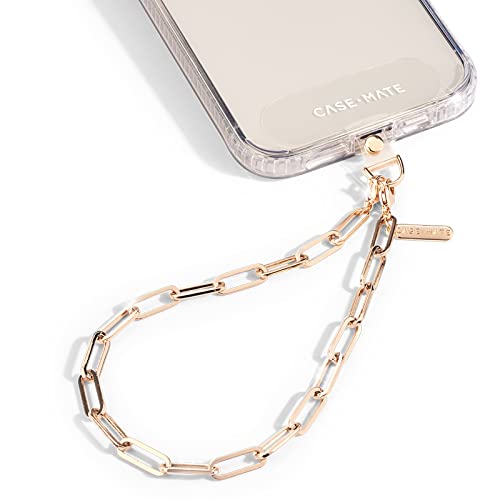 Case-Mate Phone Charm with Gold Metal Chain - Detachable Phone Lanyard, Hands-Free Wrist Strap, Adjustable Phone Strap Grip, Accessory for Women - iPhone 14 Pro Max/ 13 Pro Max/ 12 Pro Max/ 11 - Gold