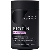 Sports Research Vegan Biotin 10,000mcg with Coconut Oil - Max Strength Biotin Vitamin B7 for Healthier Hair & Skin and Keratin Support - Non-GMO & Gluten Free, 120 Softgels (4 Month Supply)