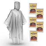 SaphiRose Disposable Rain Poncho Clear Ponchos for Adults (5 Pack)