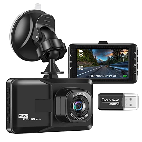 Dash Cam, Dash Camera for Car,3 Inch LCD Screen, 1080P Full HD Car Dashboard Recorder, 120° Wide Angle Dashcam, Gravity Sensor, WDR, Loop Recording, Motion Detection