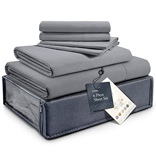 BELADOR Silky Soft Queen Sheet Set - Luxury 6 Piece Bed Sheets for Queen Size Bed, Secure-Fit Deep Pocket Sheets with Elastic, Breathable Hotel Sheets & Pillowcase Set, Wrinkle Free Oeko-Tex Sheets