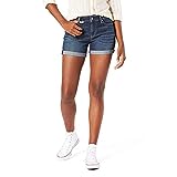 Signature by Levi Strauss & Co. Gold Women's Mid-Rise Shorts (Standard and Plus), Blue Laguna-Waterless, 12