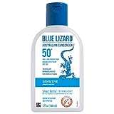 BLUE LIZARD Sensitive Mineral Sunscreen with Zinc Oxide, SPF 50+, Water Resistant, UVA/UVB Protection with Smart Bottle Technology - Fragrance Free, 5 oz