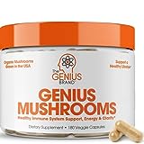 Genius Mushroom - Lions Mane, Cordyceps and Reishi - Nootropic Brain Supplement - Natural Energy, Memory & Liver Support, 180 Veggie Pills