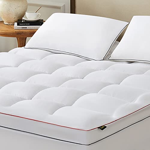 Homemate Queen Mattress Topper, 1800TC Cooling Mattress Pad Cover for Deep Sleep, 3D Snow Down Alternative Overfilled Plush Pillow Top with 8-21 Inch Deep Pocket