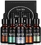 5 Pack Beard Oil Set Leave in Conditioner, Cedarwood, Sandalwood, Sage, Sweet Orange for Men Mustaches Growth, Soften, Moisturizing, Strength, Stocking Stuffers Gifts for Him Man Dad Father Boyfriend