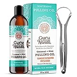 GuruNanda Oil Pulling (8 Fl.Oz) with Coconut Oil and Peppermint Oil for Oral Health, Healthy Teeth and Gums, Alcohol Free Mouthwash, Teeth Whitening, Helps with Bad Breath and Freshens Mouth