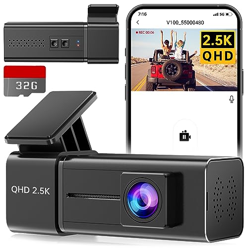 Dash Cam WiFi 2.5K 1440P Car Camera, E-YEEGER Front Dash Camera for Cars, Wireless Mini Dashcams with App, Night Vision, 24H Parking Mode, G-Sensor, Loop Recording, Free 32G Card, Support 256GB Max