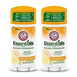 ARM & HAMMER Essentials Deodorant- Orange Citrus- Solid Oval - Made with Natural Deodorizers- Free From Aluminum, Parabens & Phthalates, 2.5 oz (Pack of 2)