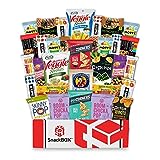 SnackBOX Gluten Free Healthy Snacks BOX Care Package Variety Pack (34 Count) Back To School College Students Exams Treats Military Finals Gift Baskets Guys Girls Adults Kids Grandkids Sampler Student Birthday Snack Packs Office Military Gift Ideas Over 3 LBS of Variety Pack Chips, Popcorn, and granola Bars.
