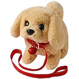KSABVAIA Plush Golden Retriever Toy Puppy Electronic Interactive Dog - Walking, Barking, Tail Wagging, Stretching Companion Animal for Kids Toddlers (Golden Dog)