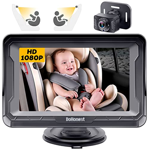 DoHonest Baby Car Camera HD 1080P - 360° Rotating Rear Facing Car Baby Monitor with Camera Crystal Night Vision Backseat Camera 3 Mins Easy Installation V33