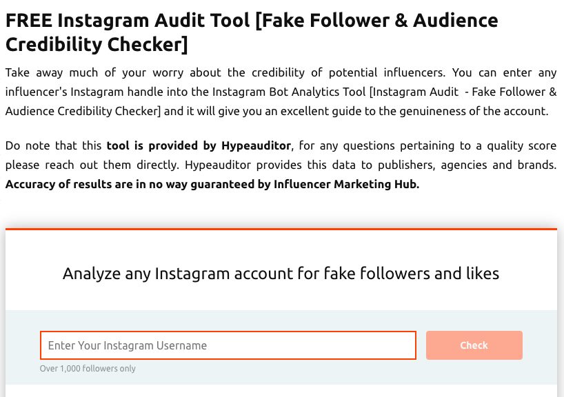 Check for fake instagram followers